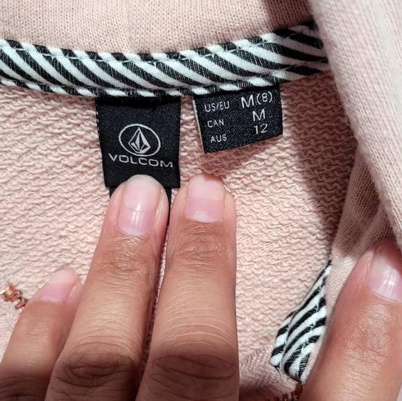 Volcom Light Pink Zipper Hoodie Size Medium - Picture 8 of 10